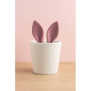 أصيص كبير بآذان أرنب وردية مخملية