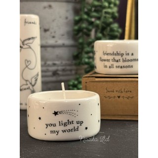 حامل شمع  خزفية "الصداقة هي ...