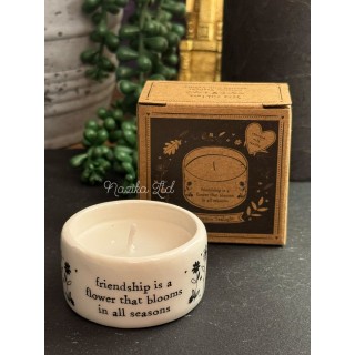 حامل شمع  خزفية "الصداقة هي ...