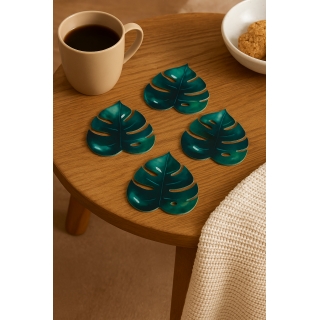 طقم من 4 قواعد أكواب – تصميم ورق نبات استوائي طقم من 4 قواعد أكواب – تصميم ورق نبات استوائي