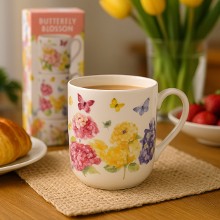 طقم 4 أكواب متراصة بتصميم أزهار الفراشة 