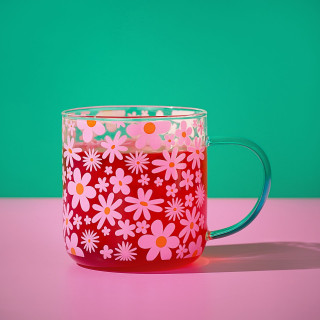 مق زجاجي فاخر بتصميم أزهار زاهية ومقبض ملون