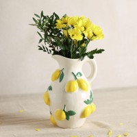 ابريق فازة زخرفي أبيض بالليمون – 25 سم