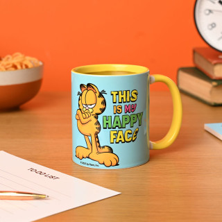 Garfield 'This Is My Happy Face' 11oz Ceramic Mug - Blue Garfield 'This Is My Happy Face' 11oz Ceramic Mug - Blue