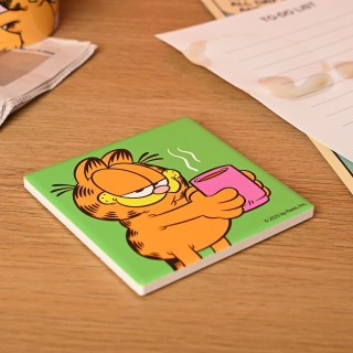 Garfield 'Coffee Time' Ceramic Coaster - Green Garfield 'Coffee Time' Ceramic Coaster - Green