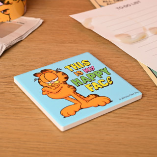 Garfield 'This Is My Happy Face' Ceramic Coaster - Blue Garfield 'This Is My Happy Face' Ceramic Coaster - Blue