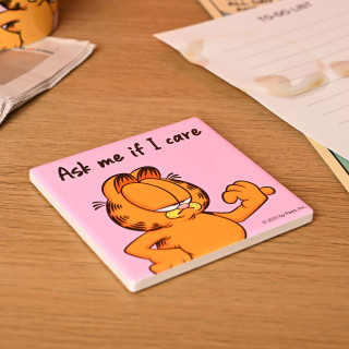 Garfield 'Ask Me If I Care' Ceramic Coaster - Pink Garfield 'Ask Me If I Care' Ceramic Coaster - Pink