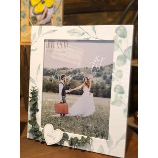 برواز صور أبيض بأوراق الشجر لقصة حبنا - 20 × 25 سم