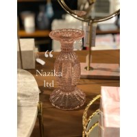 حامل شموع قطر 10x19 سم زجاجي وردي